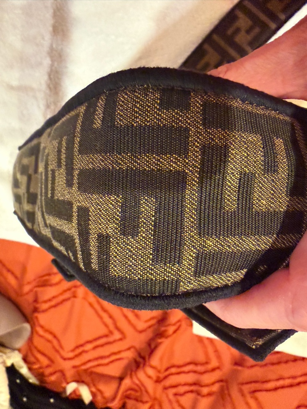 Fendi Brown and Black FF Logo Baguette Shoulder Bag with Gold Hardware - Picture 12 of 13